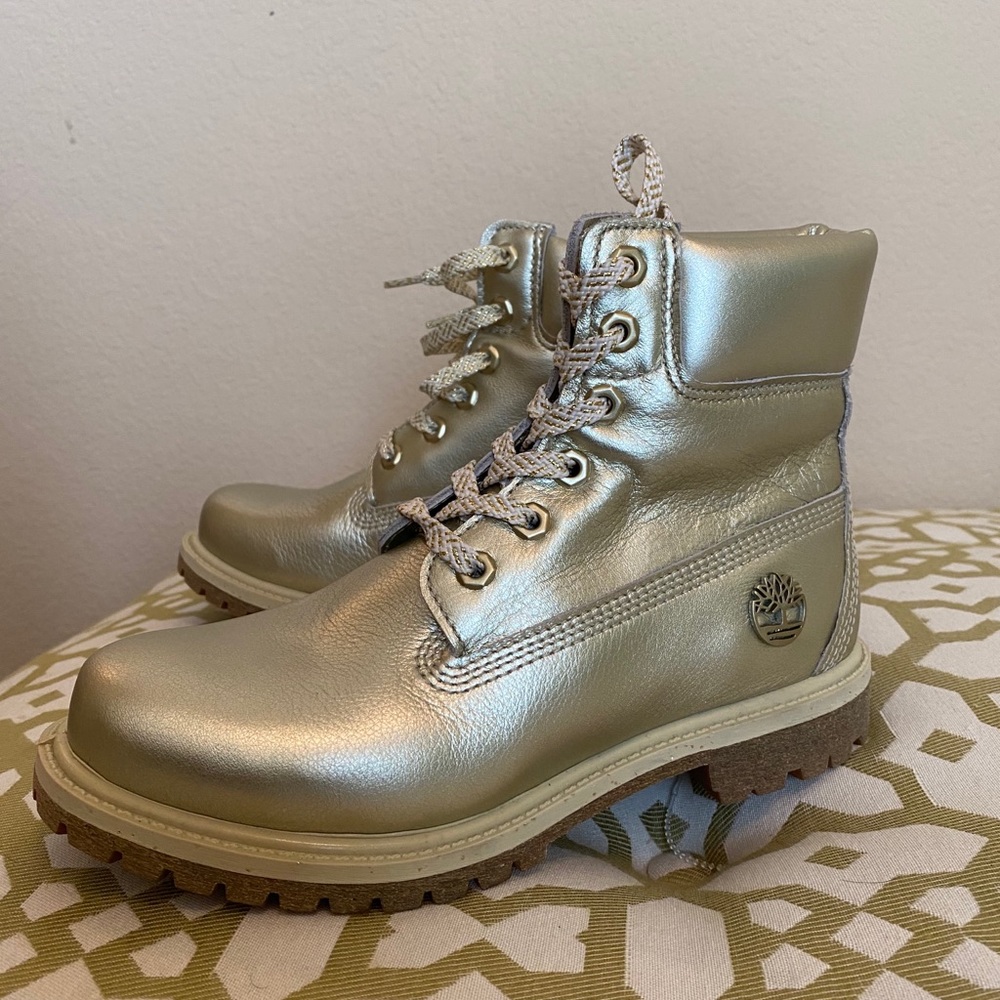Brand new Metallic Gold Timberland’s